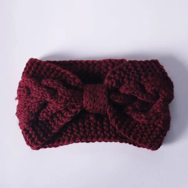 Winter Crochet Bow Twisted Head Band