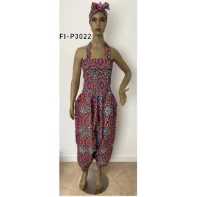 Women's Halter Neck Smocking Jumpsuit - FI-P3022