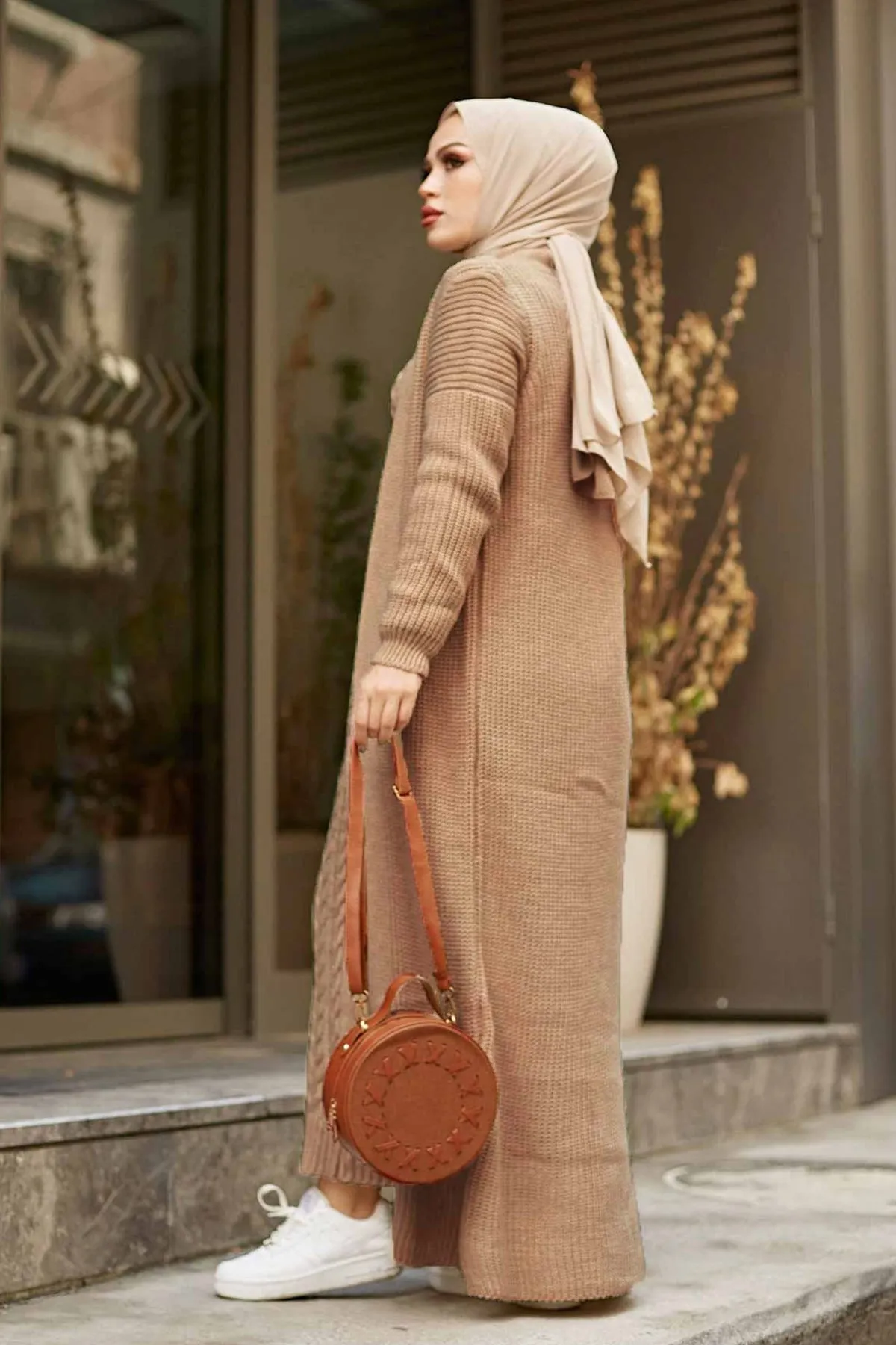 ZRF Women Knit Milk Coffee Cardigan Dress Suit - Tamworth